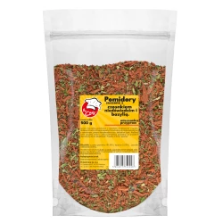 Rajčata s Medvědím Česnekem a Bazalkou - Premium Line 500g Doypack